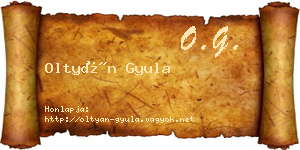 Oltyán Gyula névjegykártya